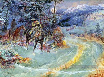 un arrêt imprévu 1926 Charles Marion Russell Indiana cow boy Peinture à l'huile